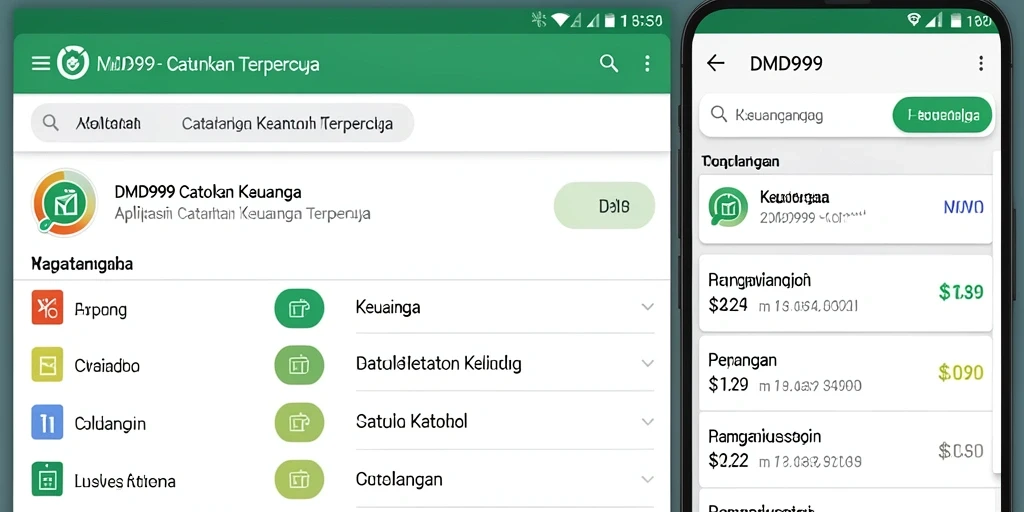 Tampilan antarmuka DMD999 yang mudah digunakan untuk catatan keuangan.
