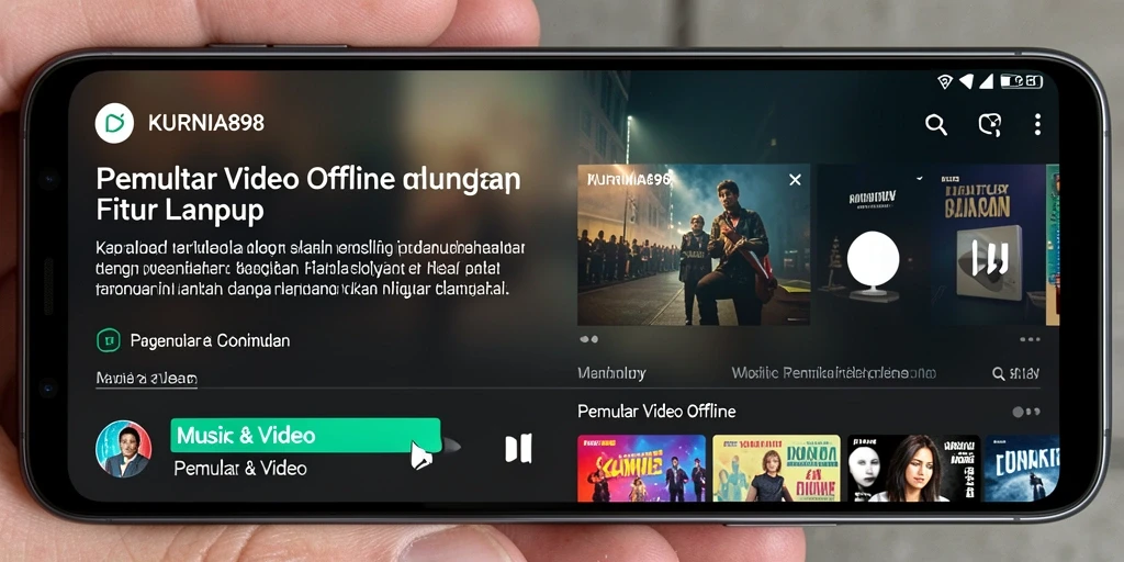 Tampilan antarmuka KURNIA898 dengan berbagai fitur Pemutar Video Offline.