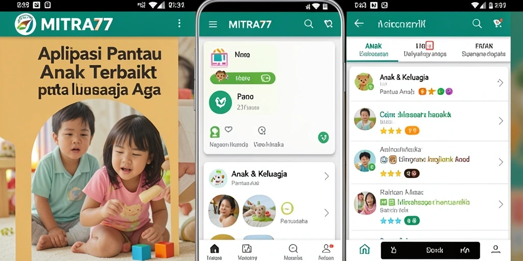 Antarmuka aplikasi MITRA77 yang intuitif untuk memantau anak dengan mudah.