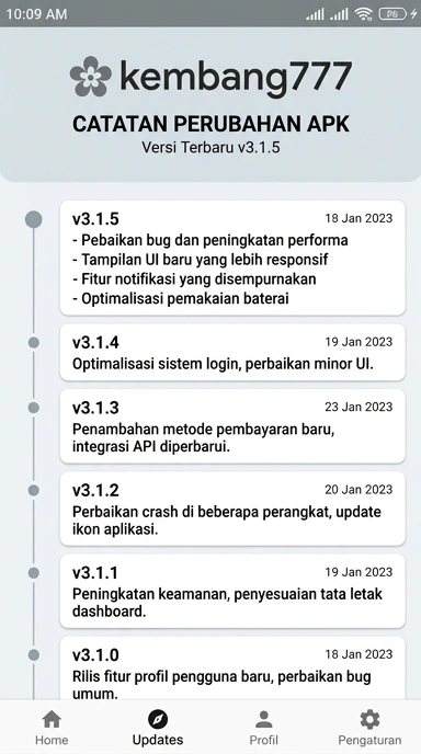Riwayat Versi Aplikasi kembang777 untuk Android